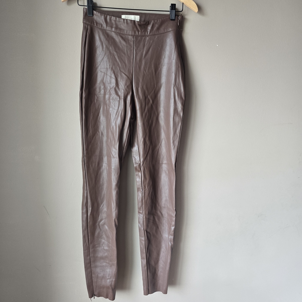 Meshki Chocolate Brown Faux Leather Pants Size S
